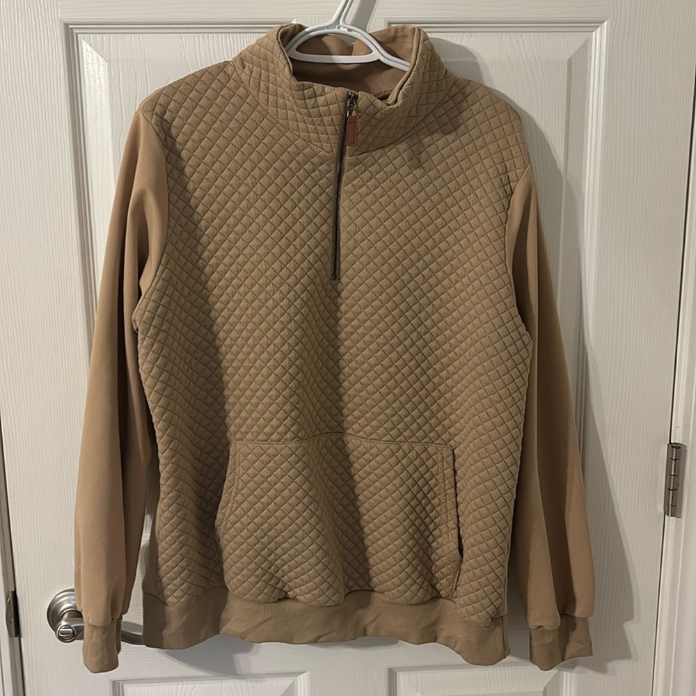 Women’s tan waffled quarter zip size xl